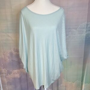 Blumin Pastel Blue Oversized Knit Tunic Dolman Bat Wing 3/4 Sleeves Boutique L